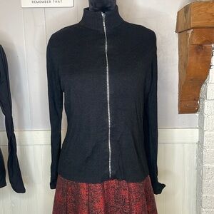 Vintage Kathie lee black cardigan, Diamond zipper, rhinestone zipper